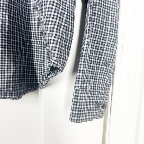 Theory Kyson Blue Gingham Button Down Shirt Medium - Picture 3 of 5